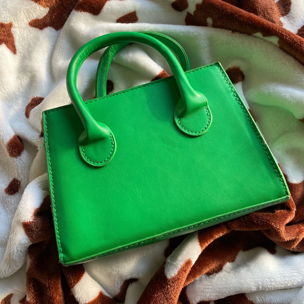 🖤5/$20 Bright Green Mini Tote Crossbody Bag - Picture 3 of 11